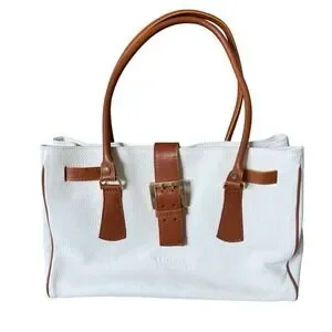 Valentina | Bags | Valentina Made In Italy White Pebbled Leather Tote ...
